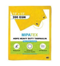 Mipatex Tarpaulin / Tirpal 15 Feet x 15 Feet 200 GSM (Yellow)